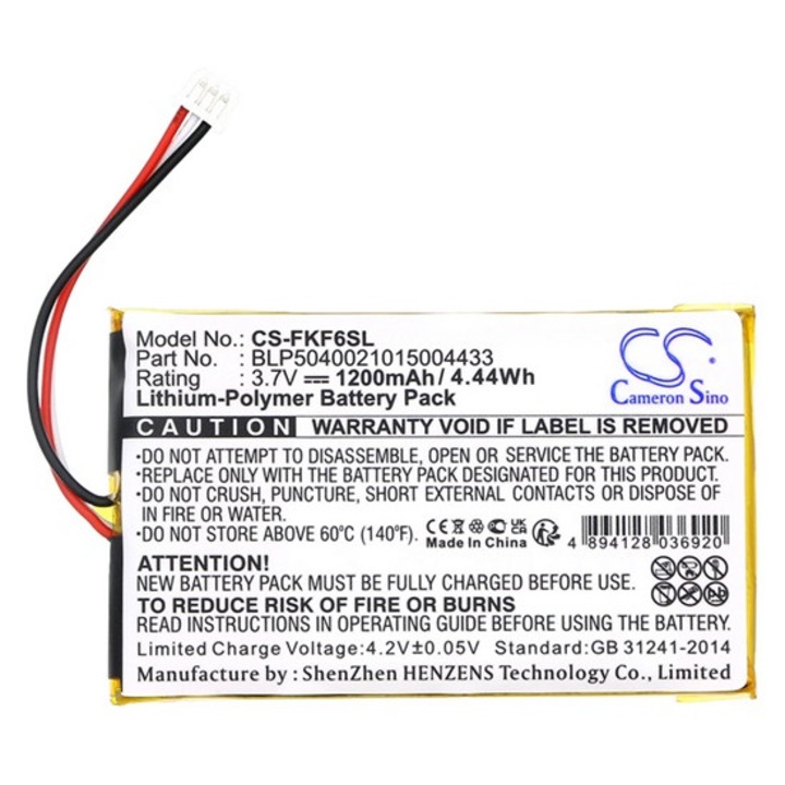 Cameron sino li-polymer akkumulátor, 3.7v, 1200mAh, kompatibilis falk blp5040021015004433 -vel
