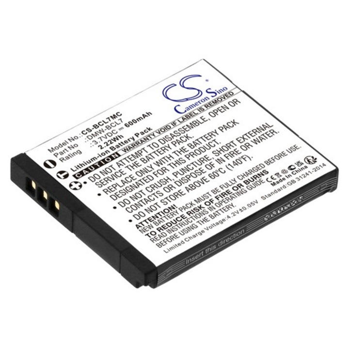 Cameron sino li-ion akkumulátor, 3.7v, 600mAh, kompatibilis panasonic dmw-bcl7 -vel