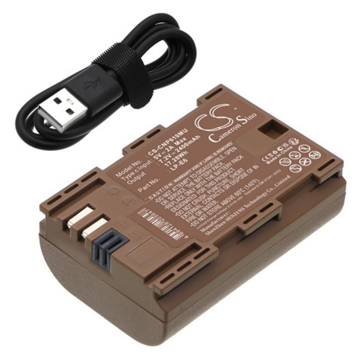 Cameron sino li-ion akkumulátor, 7.2v, 2400mAh, kompatibilis canon lp-e6n -vel