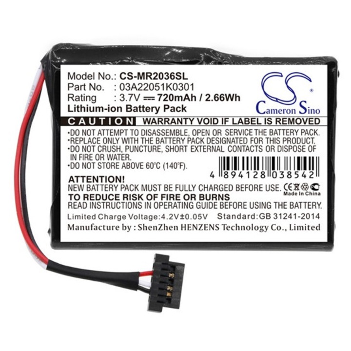 Cameron sino li-ion akkumulátor, 3.7v, 720mAh, kompatibilis magellan 03a22051k0301 -vel