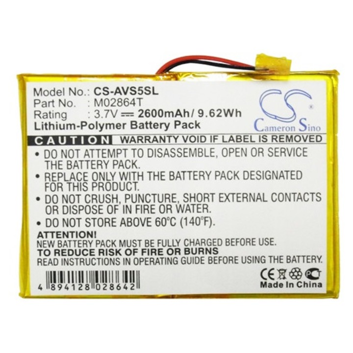 Cameron sino li-polymer akkumulátor, 3.7v, 2600mAh, kompatibilis archos m02864t -vel