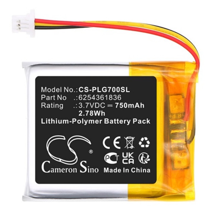 Cameron sino li-polymer akkumulátor, 3.7v, 750mAh, kompatibilis plantronics 6254361836 -vel