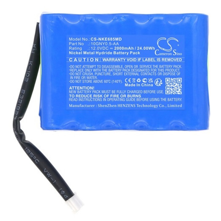 Cameron sino ni-mh akkumulátor, 12v, 2000mAh, kompatibilis nihon kohden 10gny0.5-aa kék-vel