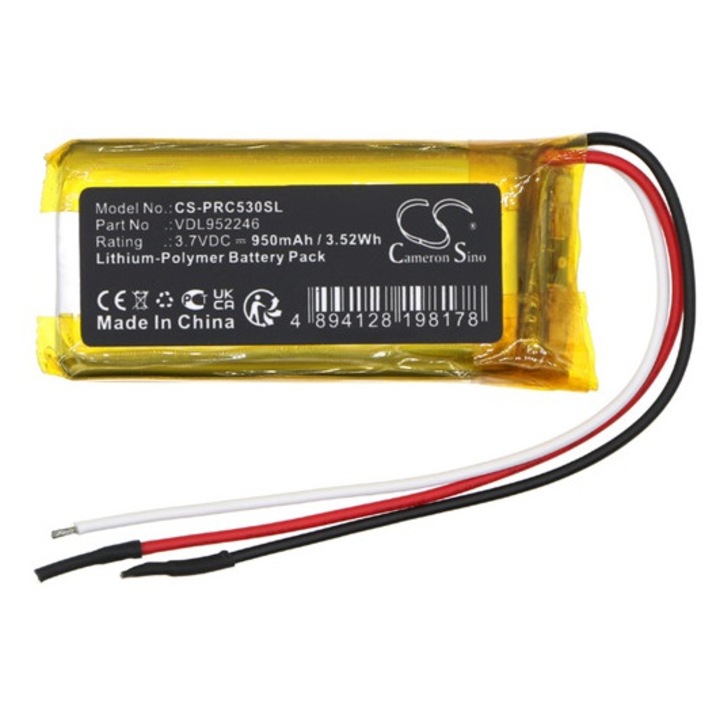 Cameron sino li-polymer akkumulátor, 3.7v, 950mAh, kompatibilis plantronics vdl952246 -vel