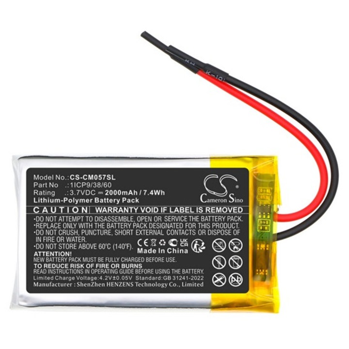 Cameron sino li-polymer akkumulátor, 3.7v, 2000mAh, kompatibilis custom battery pack 1icp9, 38, 60 -vel