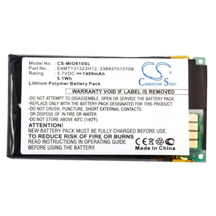Cameron sino li-ion akkumulátor, 3.7v, 1400mAh, kompatibilis mitac e4mt131323h12 -vel