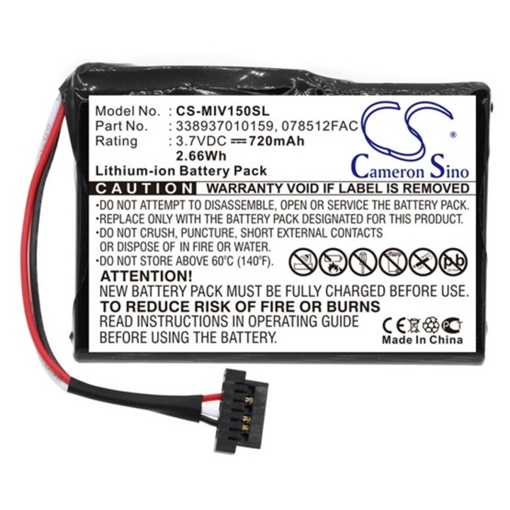 Cameron sino li-ion akkumulátor, 3.7v, 720mAh, kompatibilis mitac 338937010159 -vel