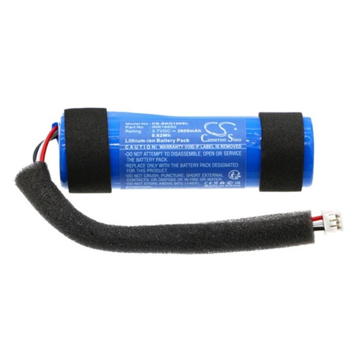 Cameron sino li-ion akkumulátor, 3.7v, 2600mAh, kompatibilis skullcandy inr18650 kék-vel