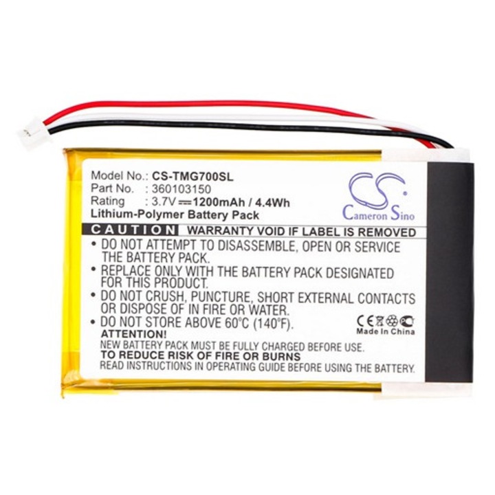 Cameron sino li-polymer akkumulátor, 3.7v, 1200mAh, kompatibilis tomtom 360103150 -vel