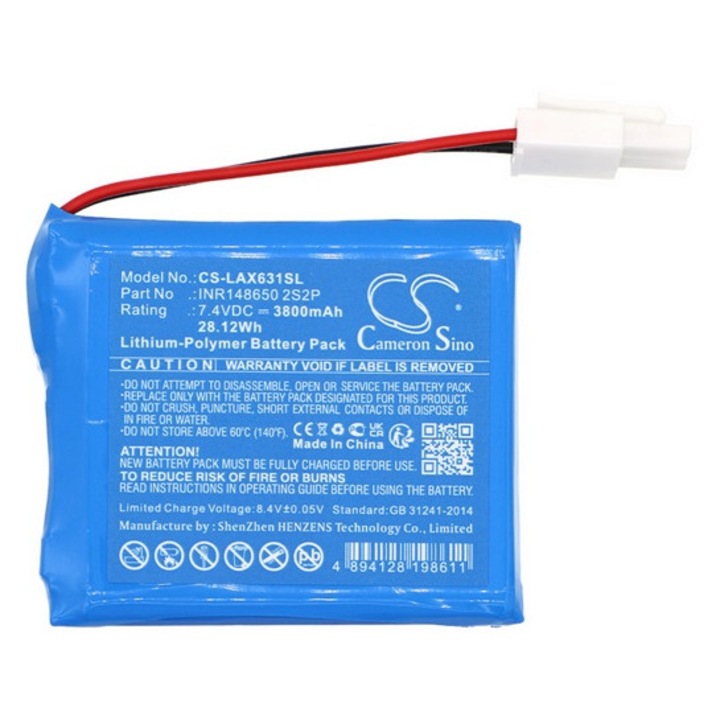 Cameron sino li-polymer akkumulátor, 7.4v, 3800mAh, kompatibilis launch inr1486502s2p kék-vel