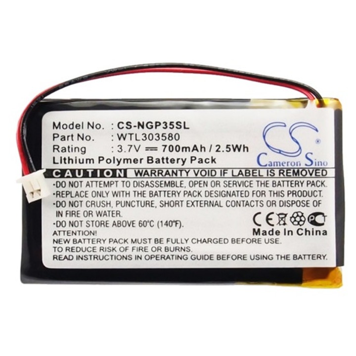 Cameron sino li-polymer akkumulátor, 3.7v, 700mAh, kompatibilis navgear wtl303580 -vel