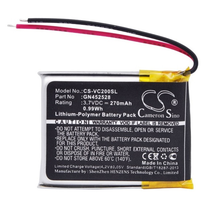 Cameron sino li-polymer akkumulátor, 3.7v, 270mAh, kompatibilis voice caddie gn452528 -vel
