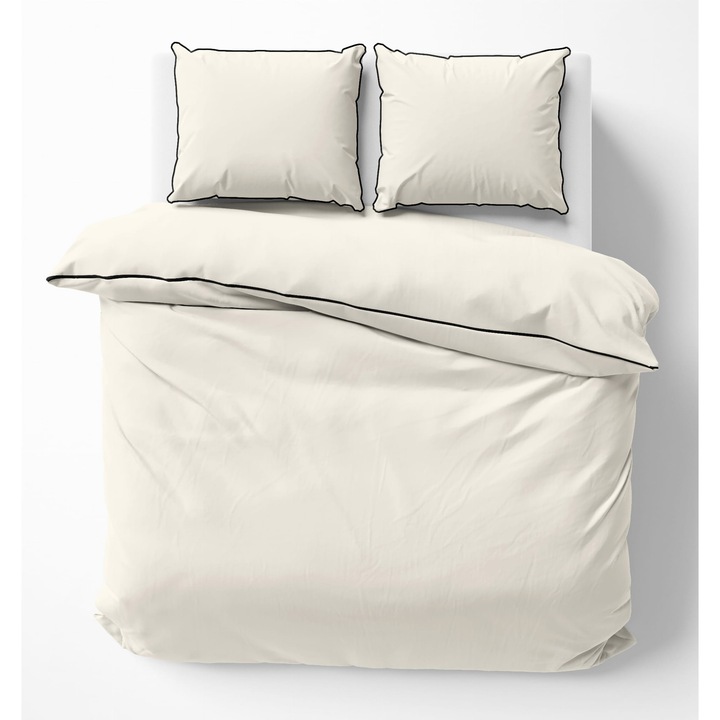 Lenjerie de pat Detexpol, satyn 160x200cm, crem cu lama