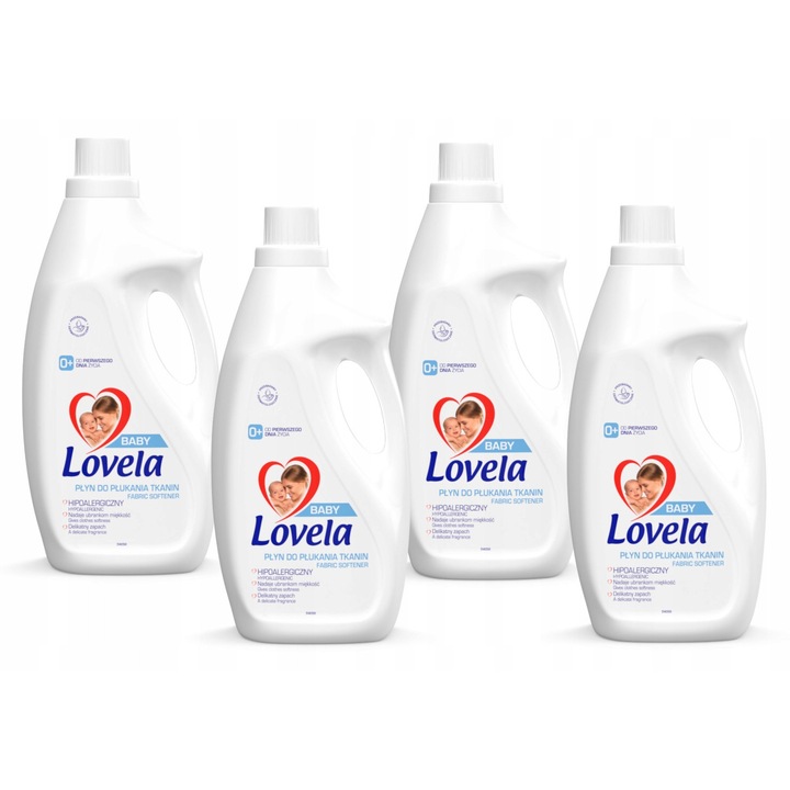 Lovela hipoallergén öblítő, 4x2L szett, gyermekeknek és újszülötteknek, allergénmentes, finom illat