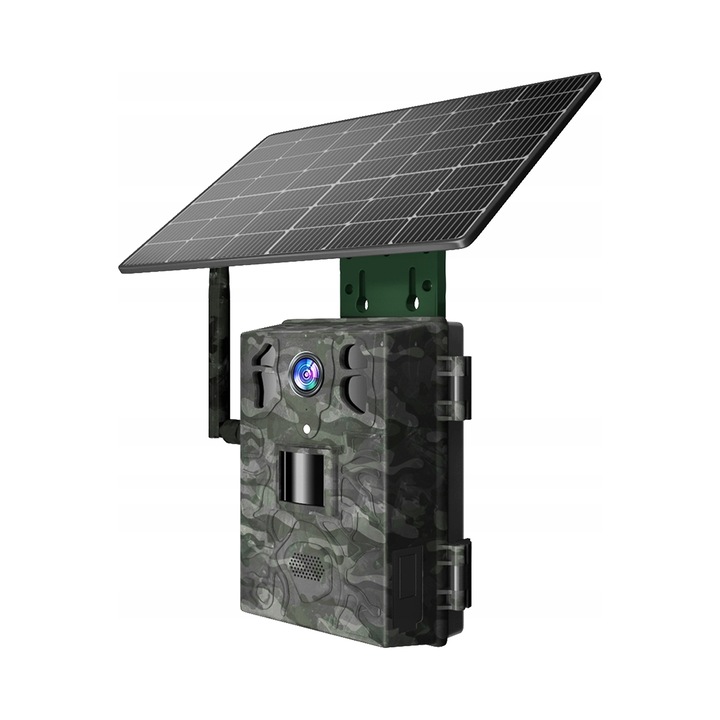 Камера за наблюдение TOPHUNT H6 Dark Green, 2.7K, 14MP, комплект с 6 батерии 18650, соларен панел