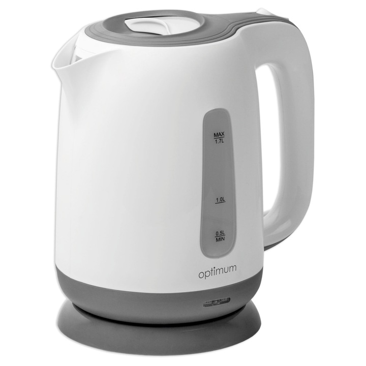Fierbator electric OPTIMUM CJ-1776, 1.7L, 2200W, alb-gri, cu filtru anticalcar