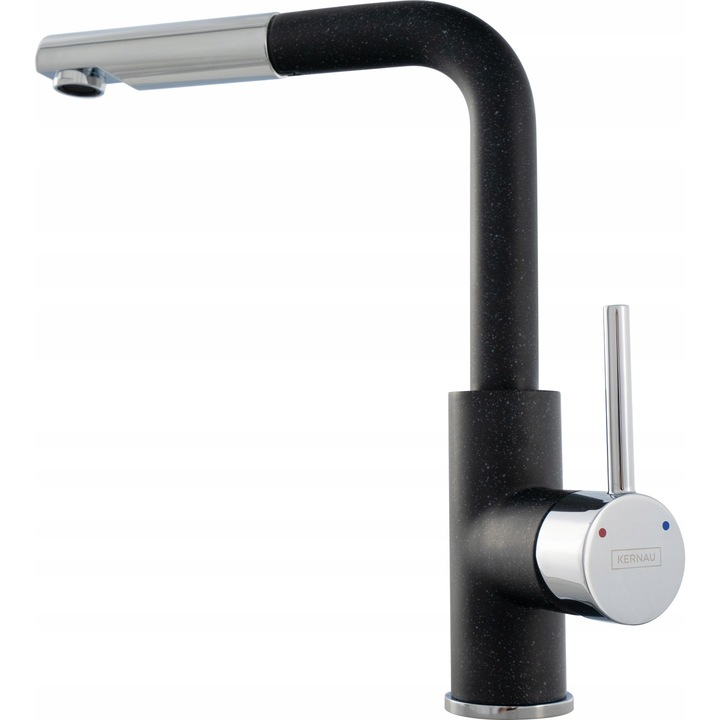 Kernau KWT 06A PO konyhai csaptelep, matt fekete, forgatható kifolyóval és vízkőmentesítő rendszerrel