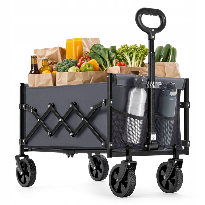 Carucior de transport pliabil, Songmics, gri, 90L, 180kg, 90,5x67x42cm