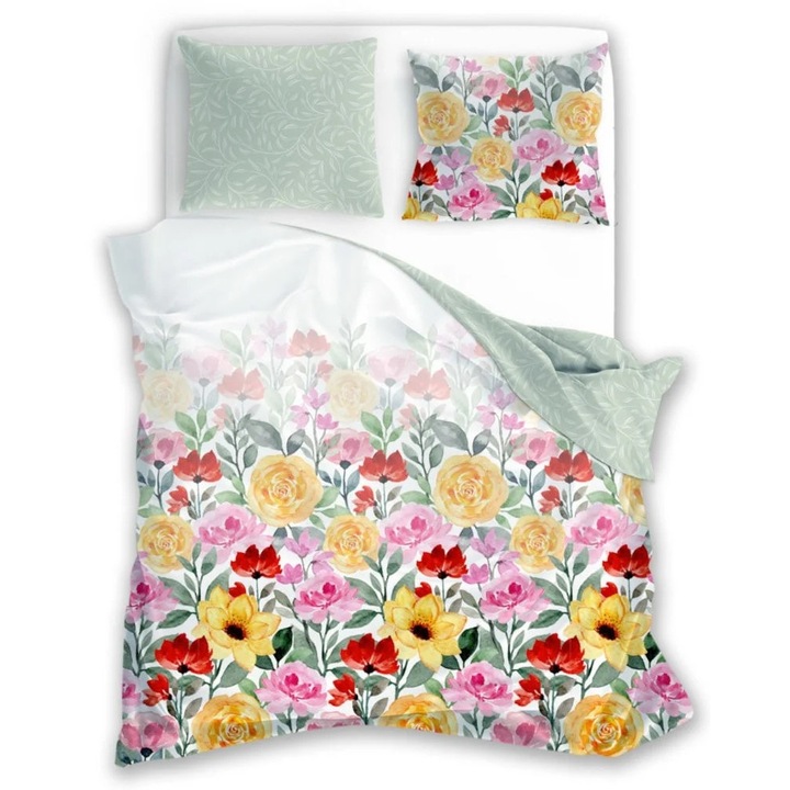 Lenjerie de pat, Faro, Elegant 022, 100% bumbac, roz, set 3 piese, 160x200cm