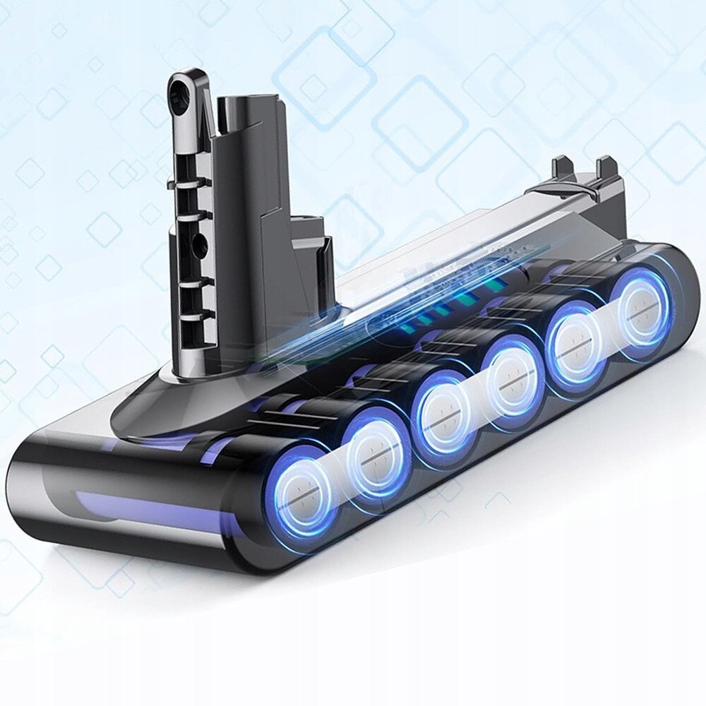 Baterie de schimb pentru aspirator BEDEE V10, 6000 mAh, 25,2 V, neagra, 7,5x16,2x9,6 cm, set complet
