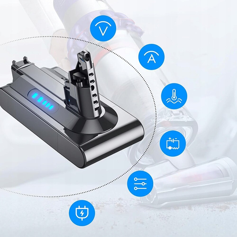 Baterie de schimb pentru aspirator BEDEE V10, 6000 mAh, 25,2 V, neagra, 7,5x16,2x9,6 cm, set complet