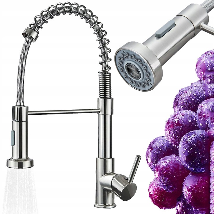 BEDEE szaniter csaptelep, rugalmas kifolyóval, rozsdamentes acél, mosogatóhoz