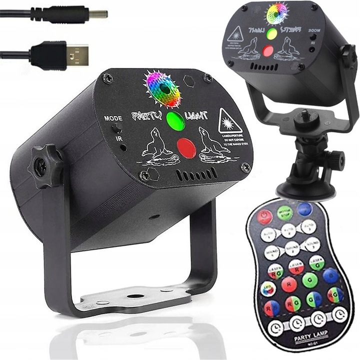 Proiector laser RGB disco, negru