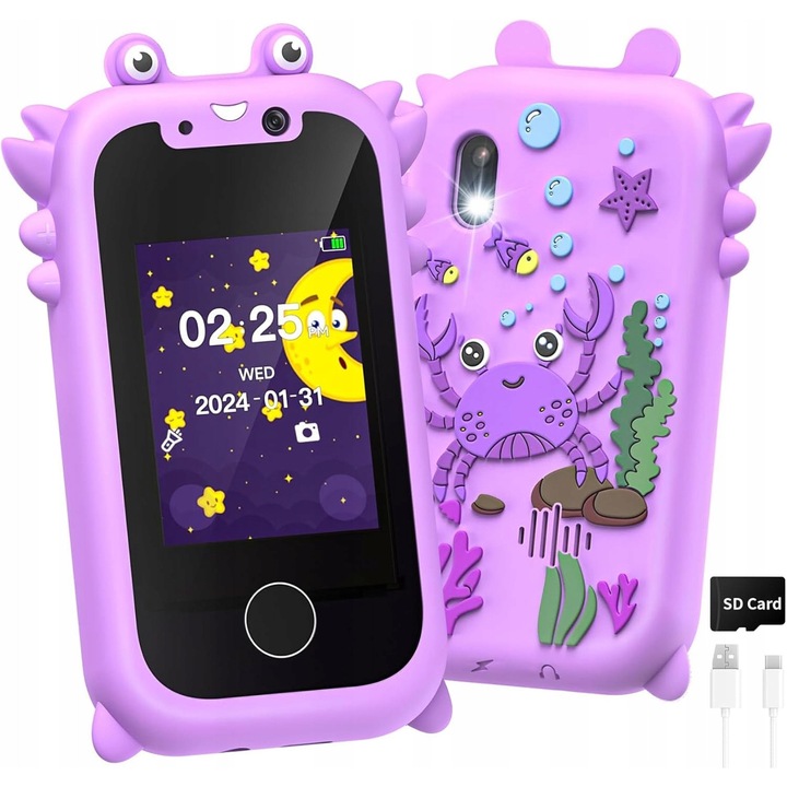 Interaktív telefon gyerekeknek, Bedee, lila