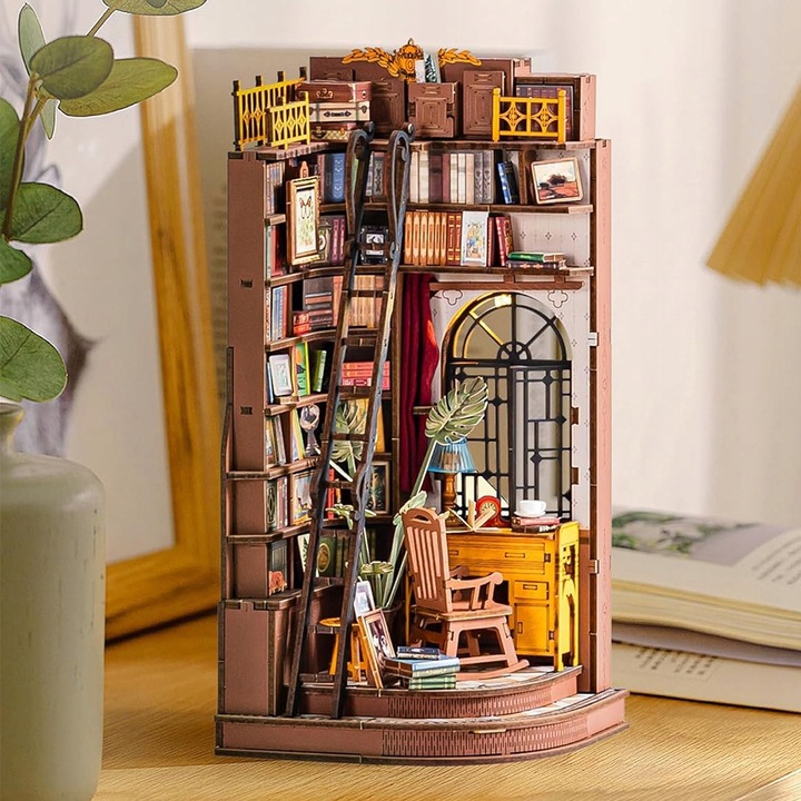 3D миниатюрен пъзел, модел къщичка от книги „Направи си сам“, 196 части, с LED осветление, от дърво