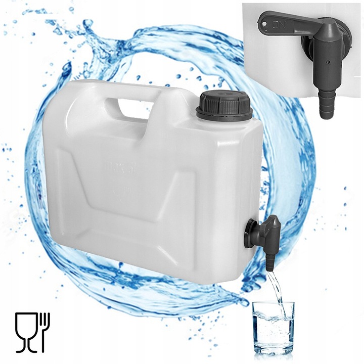 Butoi apa potabila 5L, fara BPA, cu robinet, transparent, 28,6x22x12,8cm