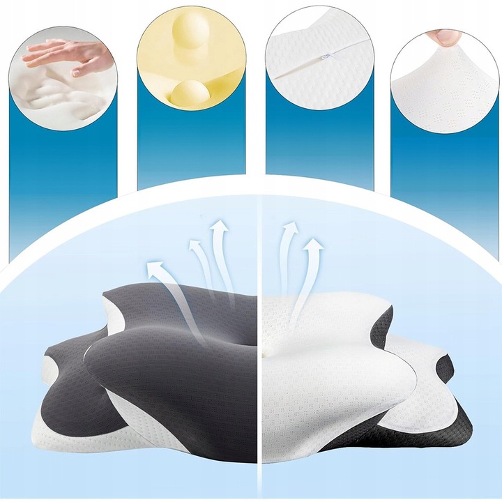 BEDEE ortopéd párna, nagy, profilozott, memóriahabos, oldalt alváshoz