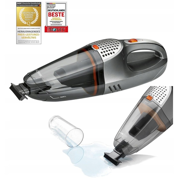 Aspirator fara fir Clatronic AKS, functie uscata si umeda, 12V, 125x130x400mm, 1.13kg