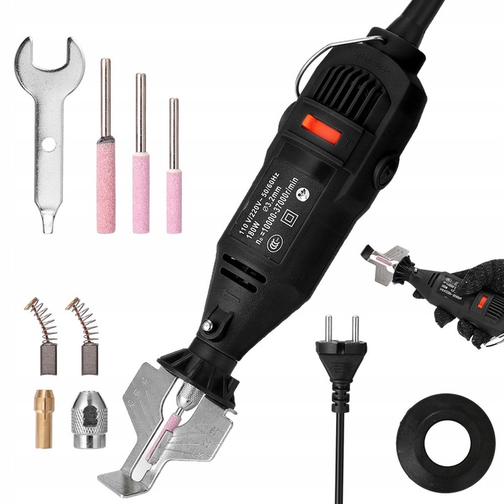 Ostrzitoare electrica pentru lanturi, 180W, 5 viteze 10000-37000r/min, negru, set complet