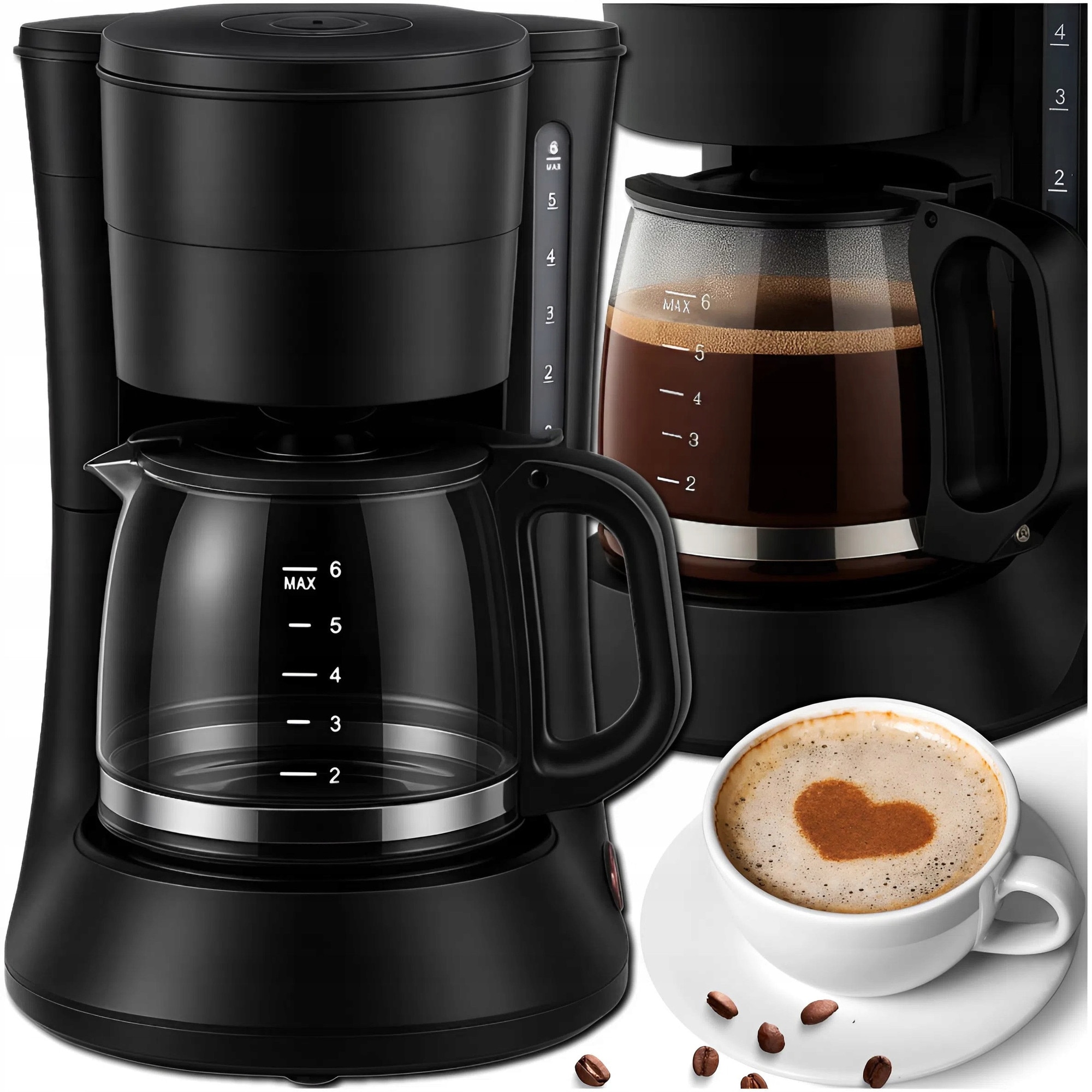 Cafetiera cu filtru 3HF90777L, 600 W, 600 ml, filtru reutilizabil, functie anti-picurare, negru, compacta