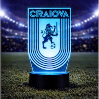 Lampa LED efect 3D Universitatea Craiova, iluminare multicolora, telecomanda, USB, cadou suporteri, dimabil, 7 culori