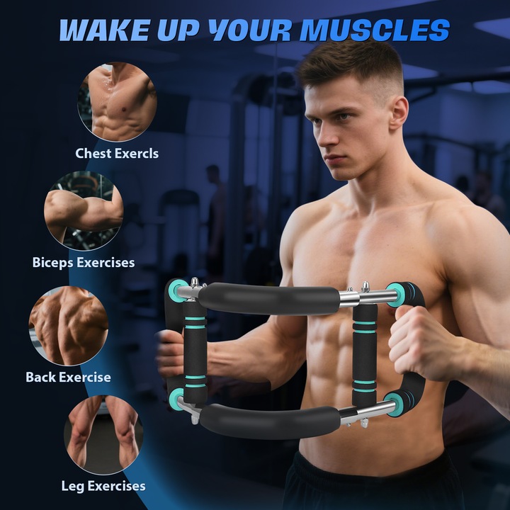 Antrenor de prindere, Inel de prindere Twister Arm Trainer, Rezistenta pe arc, Antrenament brate si antebrat, Forta musculara, Portabil, Unisex, Albastru