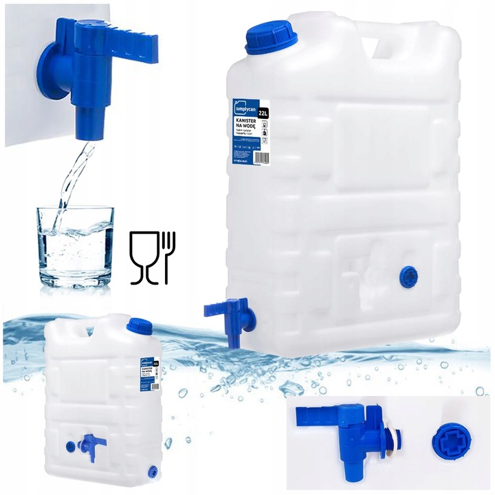Butoi apa 20L cu robinet, material HDPE, transparent, 48x38x16cm