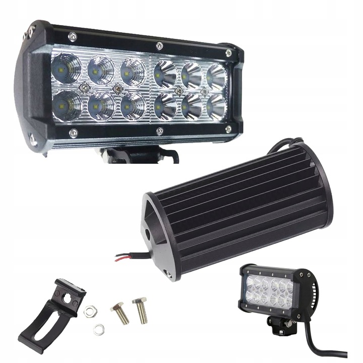 Lampa de lucru LED 36W 12V 24V 1920lm, 16,5cm, GMP, aluminiu, IP65, set complet