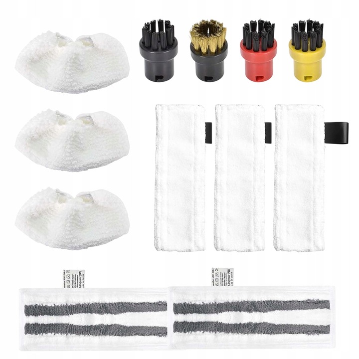 Set accesorii curatare mop, 3 carpe microfibra, 2 carpe abrazive, 4 perii rotunde, compatibil SC2 SC3 SC4 SC5