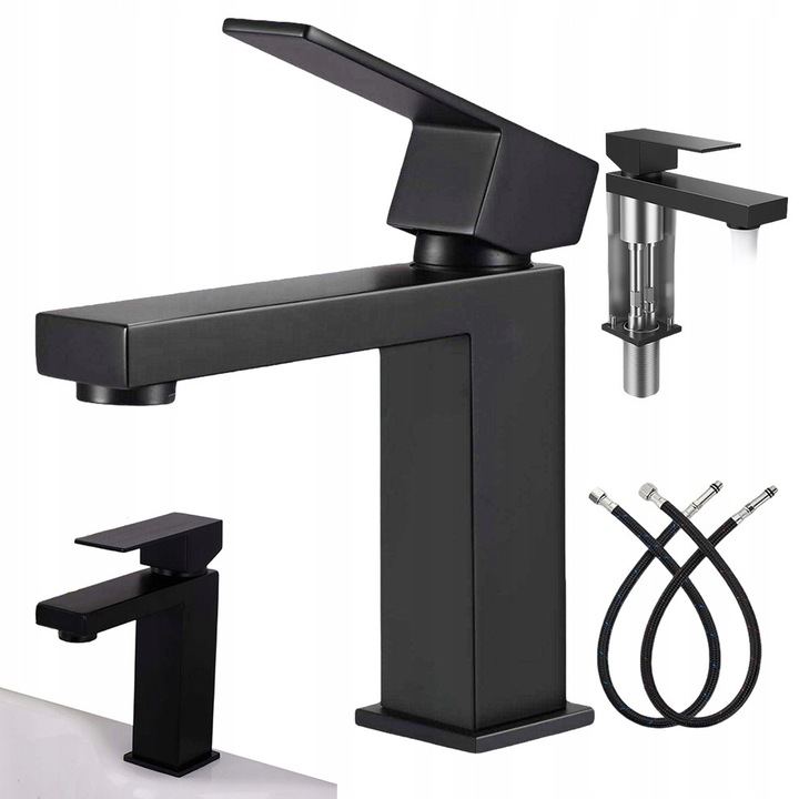 BEDEE szaniter csaptelep, UMYWALKOWA modell, fekete szín, mosdópultra szerelhető