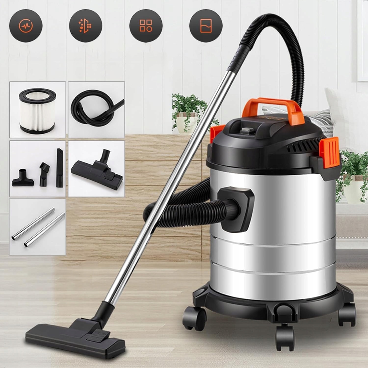 Aspirator multifunctional BEDEE 2000W 18kPa 20L, cu functie de suflare, 6m cablu