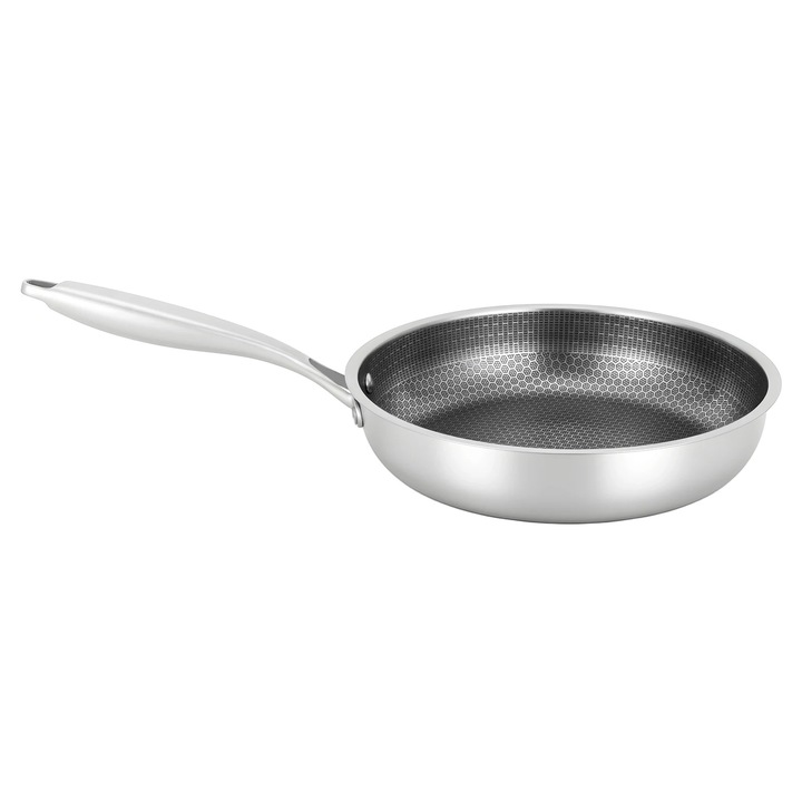 Serpenyő, Rozsdamentes acél, Átmérő 28 cm, Méhsejt szerkezet, Gáz- és indukciós főzőlapokhoz