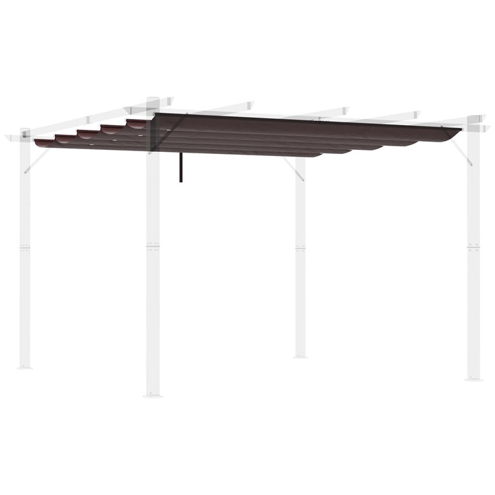 Copertina Pergola, Acoperis Retractabil, 250x255 cm, Poliester, 10 Orificii de Drenaj, Maro Ciocolatiu