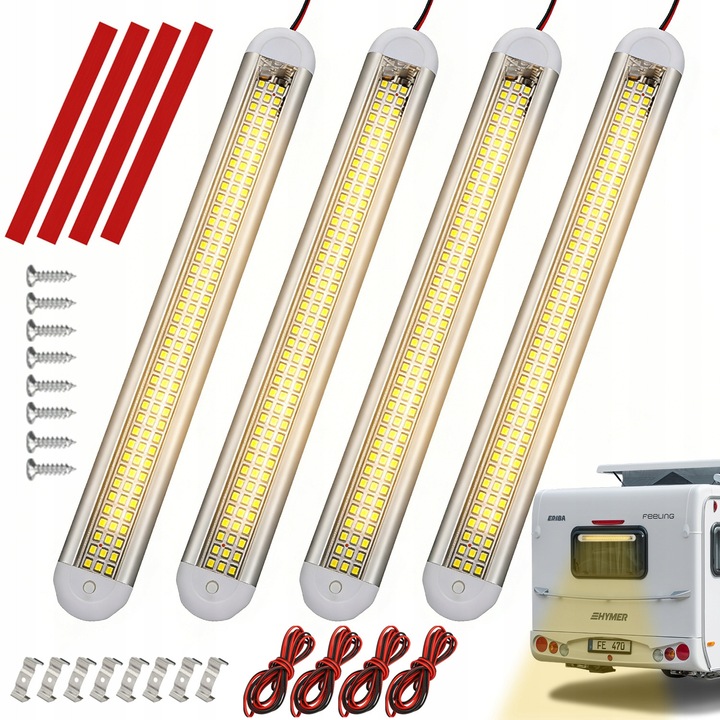 Lampa LED 120 dioduri, 8W, 1600lm, 6500K, alb, 3,5x30cm, set cu accesorii