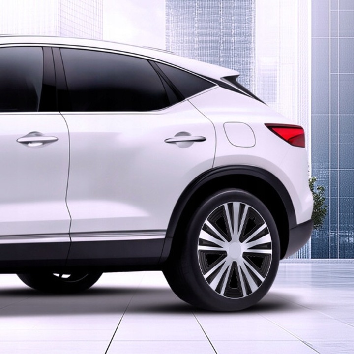 Capace roti, 15", srebrno-negru, set 4 bucati, pentru majoritatea masinilor