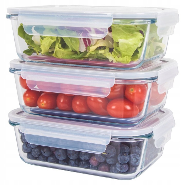 Set 3 recipiente sticla pentru depozitarea alimentelor Classbach, 1040 ml, hermetic, rezistent la temperaturi -40 pana la +400°C