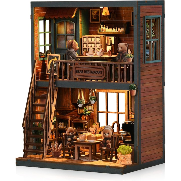 Миниатюрна къщичка за книги, декоративна, от дърво, 6x8x2см, кафяв цвят