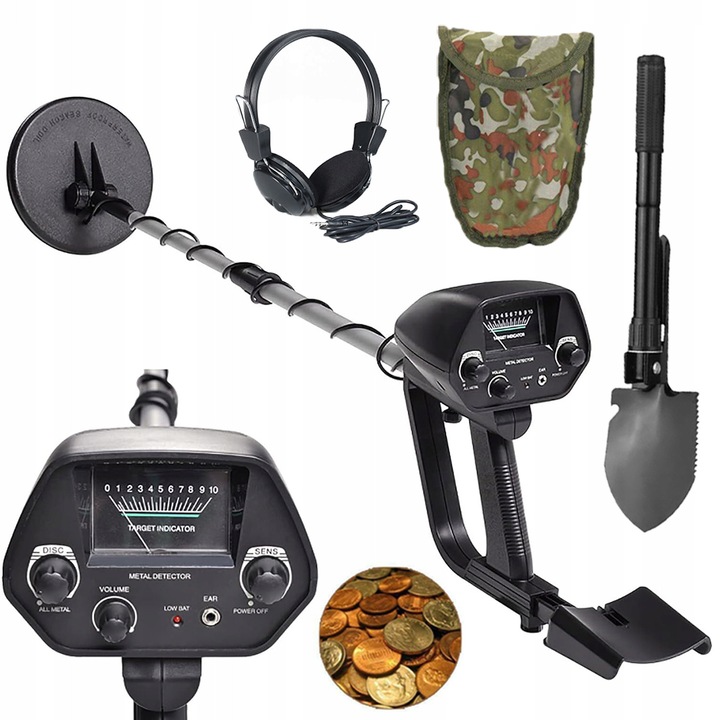 Detector de metale, set complet, negru, 45x20,5x10,5cm