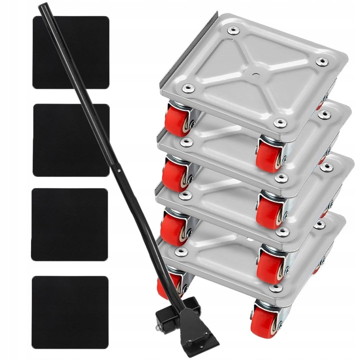 Set roti pentru transportul mobilierului, 600kg, 4 roti, 1 maner extensibil, antiderapant