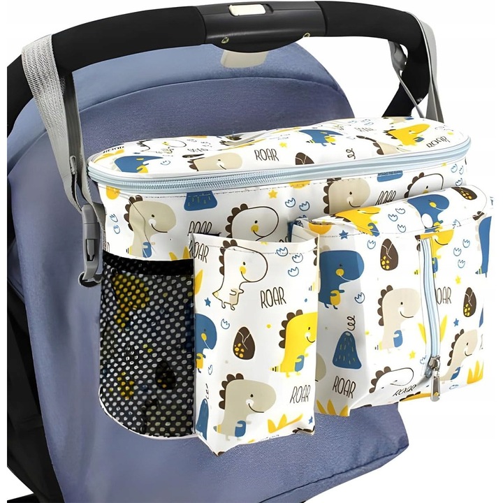 Organizator pentru carucior, floral, 32x17x20cm, capacitate mare, material waterproof
